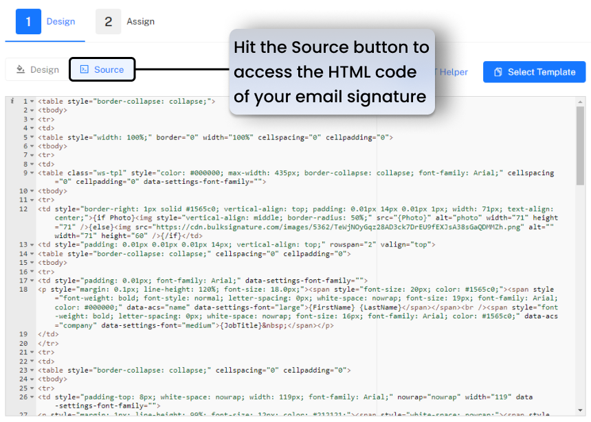 How to extract source code of your HTML signature in BulkSignature