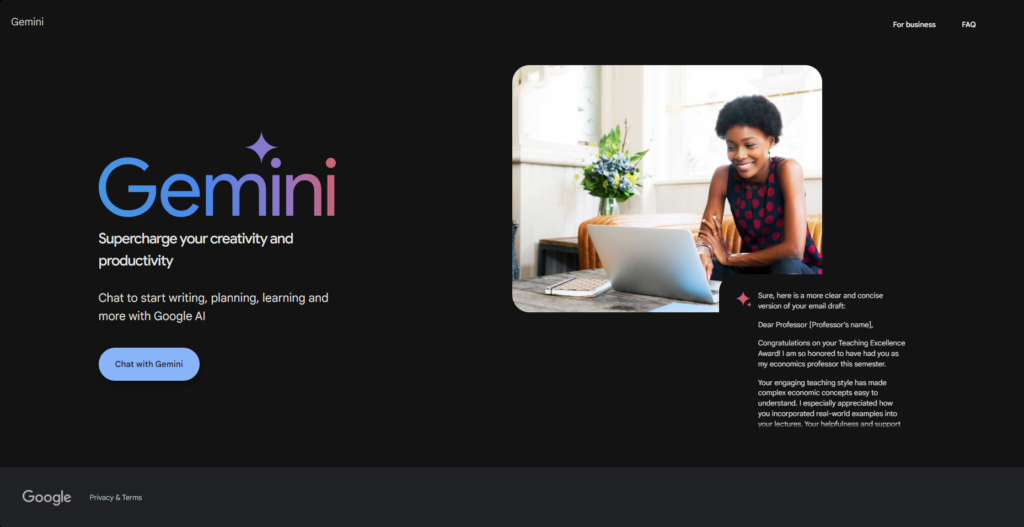 Google Gemini home page