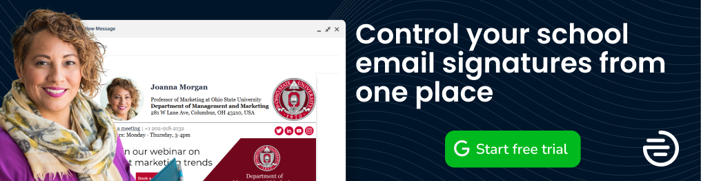 Get full control over your school email signatures with BulkSignature, a powerful email signature management solution for Google Workspace