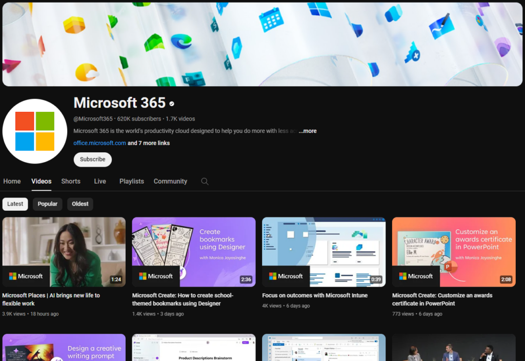 The official Microsoft 365 channel that covers all the topics related to its products that are widely-used by businesses of different size.