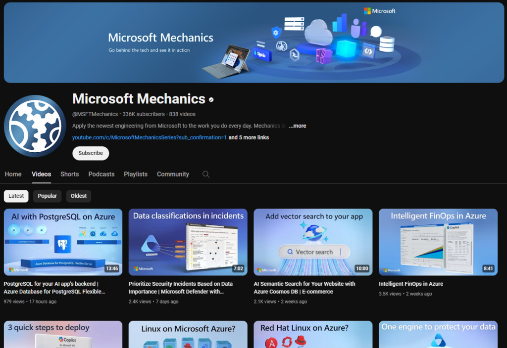 The official Microsoft channel dedicated to its comprehensive services.