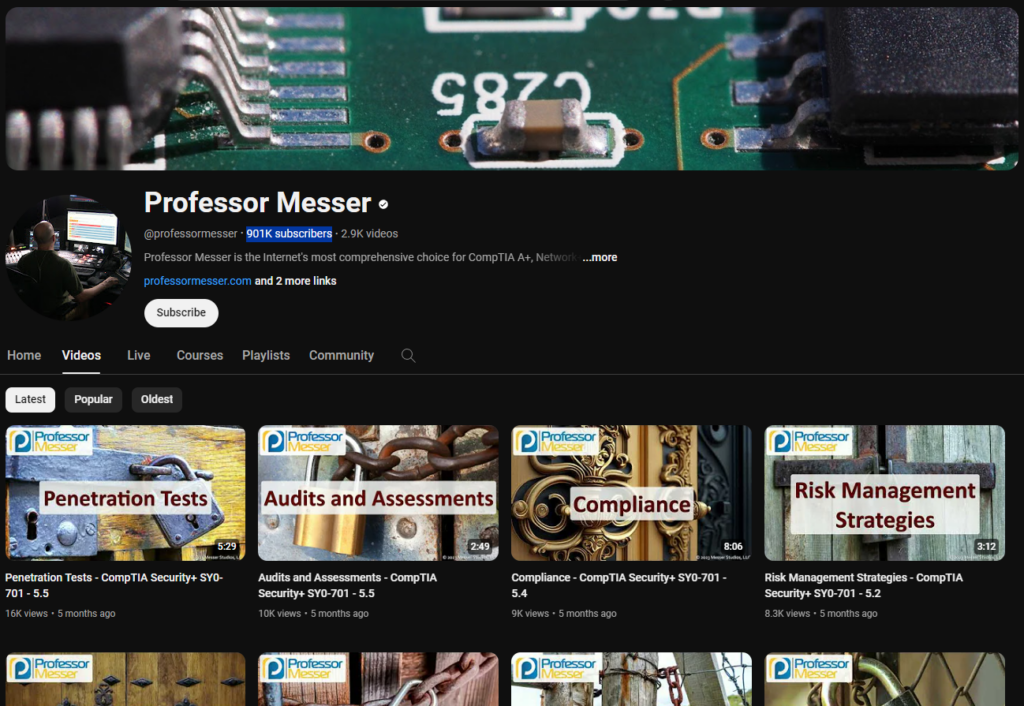 Professor Messer is a simple but very valuable YouTube channel for the specialists who are occupied in the IT industry.