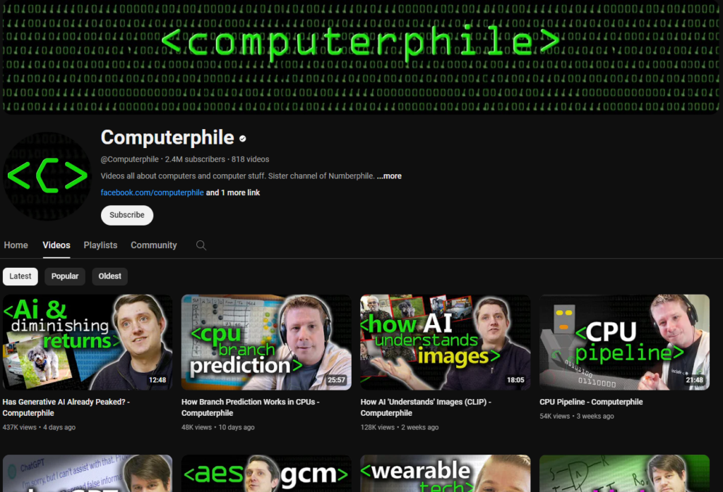 A diverse YouTube Channel that is Called Computerphile discovers various topics that range from IT to hardware