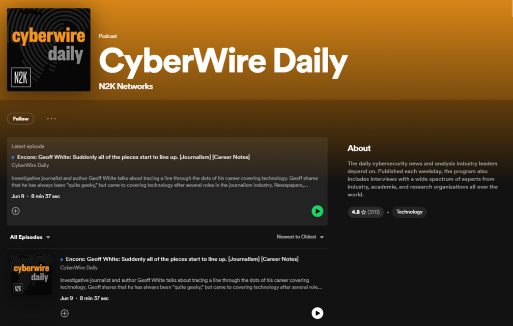 CyberWire Daily is a highly appreciated podcast for system administrators that revolves around various topics related to IT, cybersecurity, and system administration