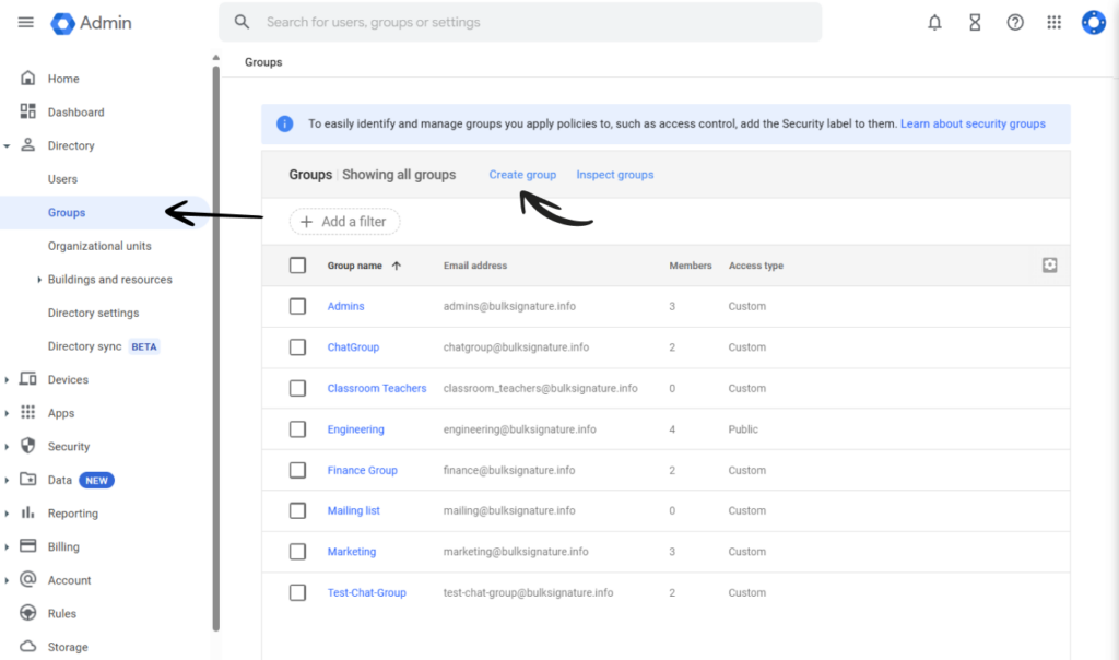 Create access groups on Google Admin console to create customizable exceptions for your organization.