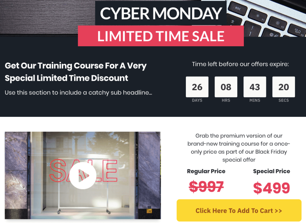 Cyber Monday countdown example