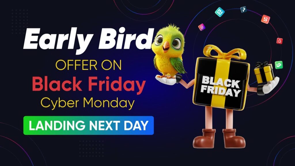 Early bird discount for Black Friday banner example