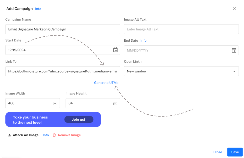 How to generate UTM codes in BulkSignature to track performance of your email signature campaigns